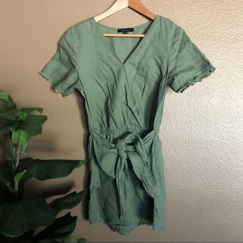 Sanctuary Small Green Cargo Shorts Romper